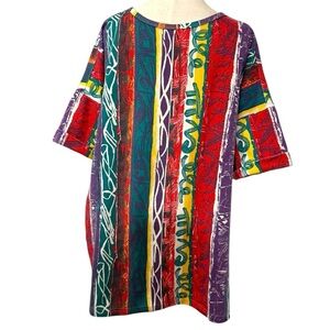 Vintage Headliners for Women Oversized Shirt 80s Geometric Abstract Print XXL